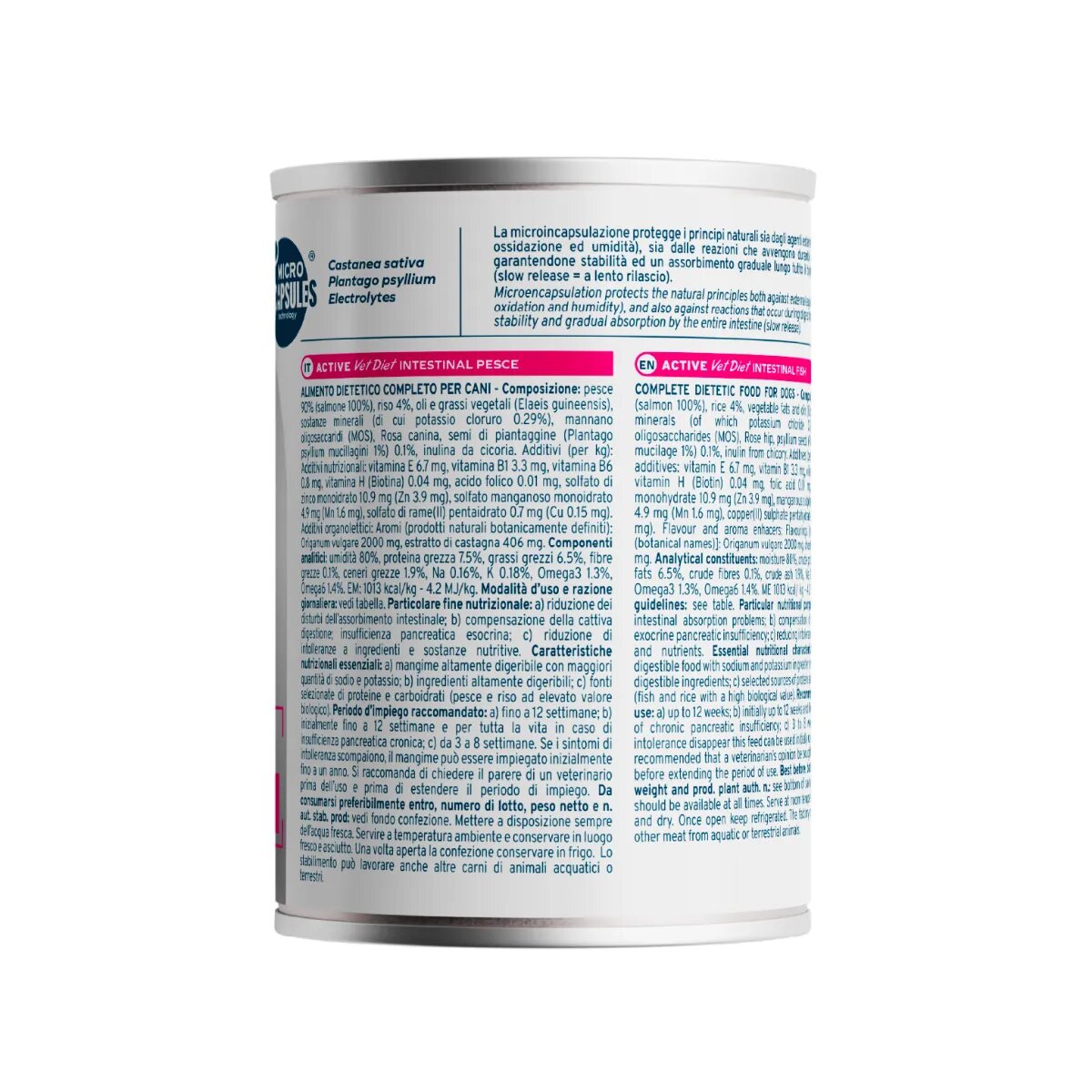FORZA10 Active VetDiet Intestinal XS-XL Pește dietă veterinară conservă hrană umedă câini sistem digestiv (pate) 390g