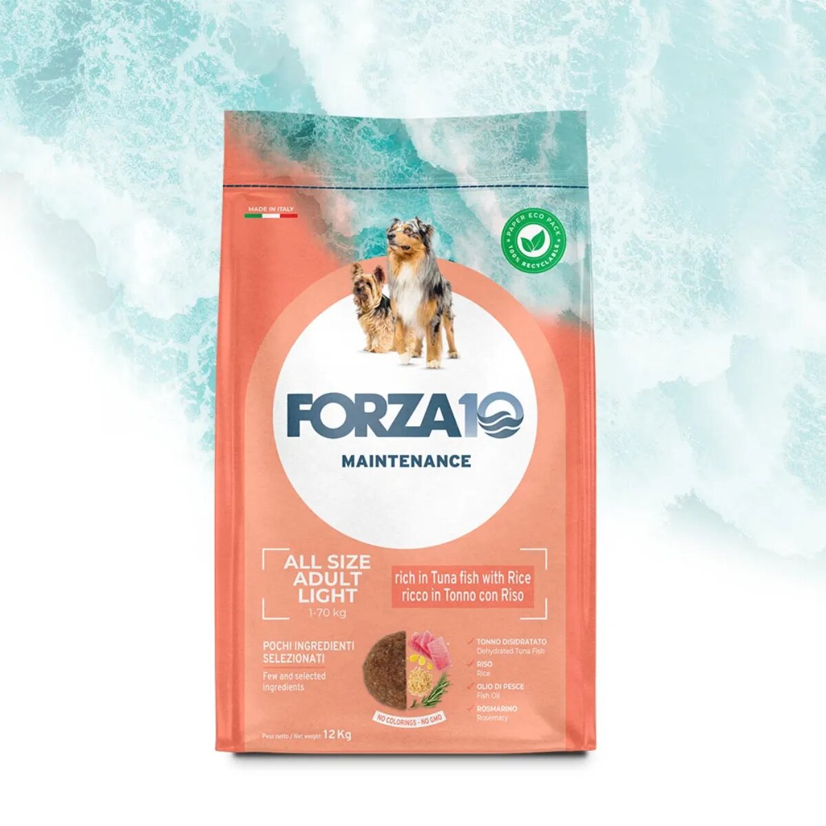 FORZA10 Maintenance Light XS-XL Ton și Orez hrană uscată câini obezitate 12kg