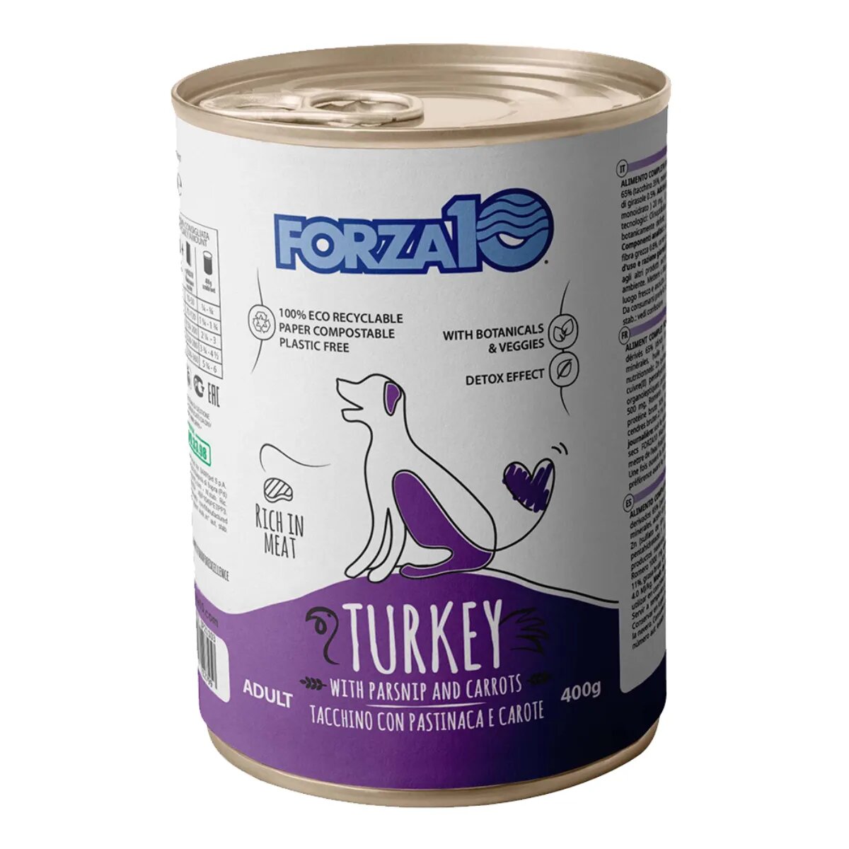 FORZA10 Maintenance XS-XL Curcan și Morcov conservă hrană umedă câini (pate) 400g