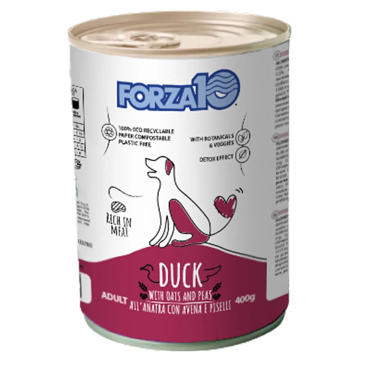 FORZA10 Maintenance XS-XL Rață și Mazăre conservă hrană umedă câini (pate) 400g