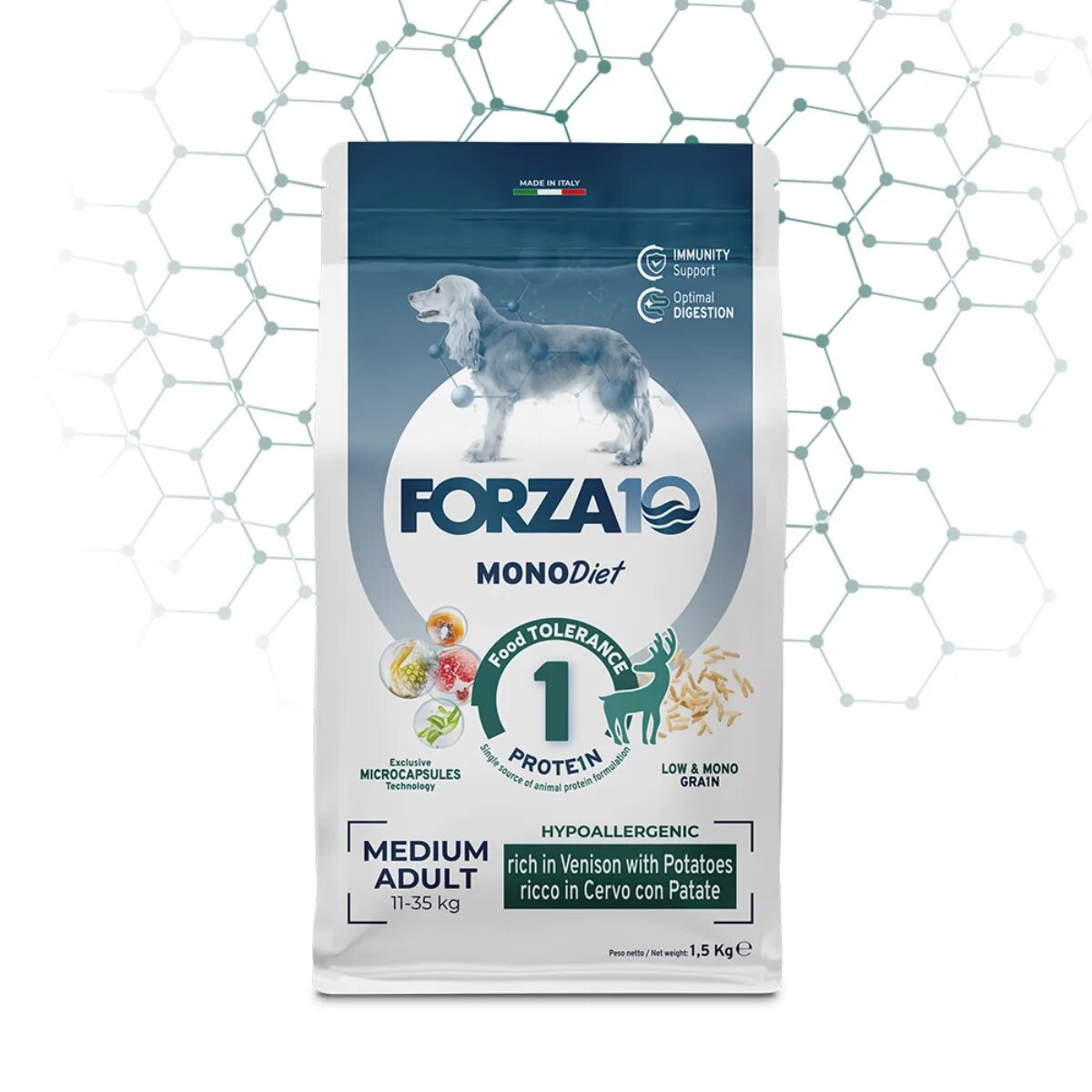 FORZA10 Monodiet Medium Adult M Căprioară și Cartofi dietă veterinară hrană uscată monoproteică câini alergii 12kg