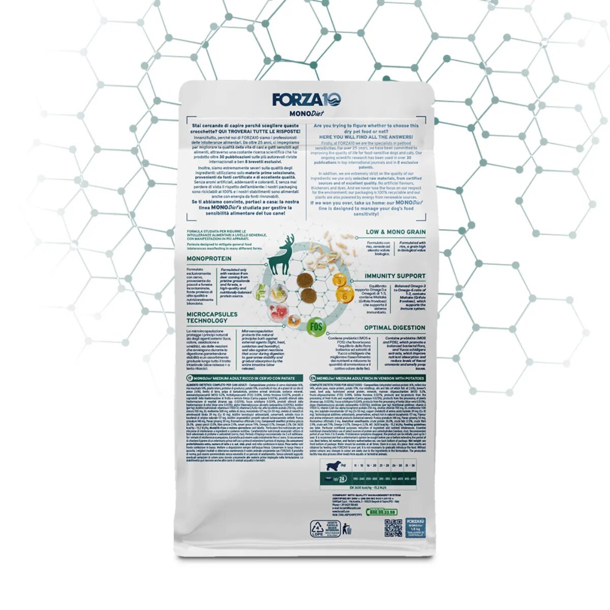 FORZA10 Monodiet Medium Adult M Căprioară și Cartofi dietă veterinară hrană uscată monoproteică câini alergii 12kg