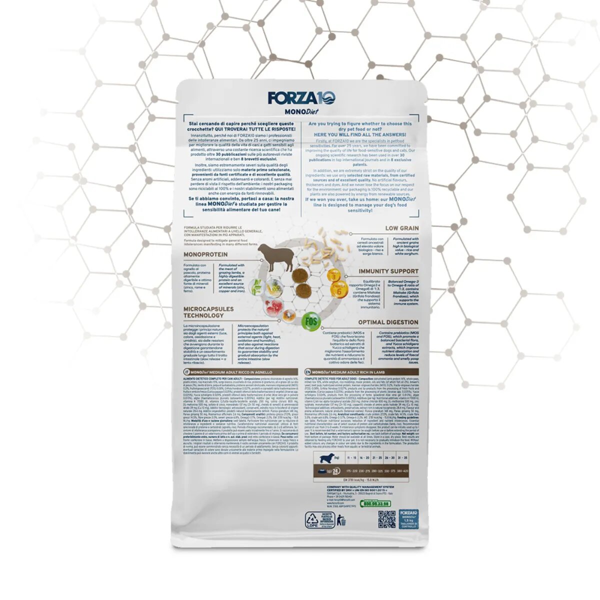 FORZA10 Monodiet Medium Adult M Miel dietă veterinară hrană uscată monoproteică câini alergii 12kg