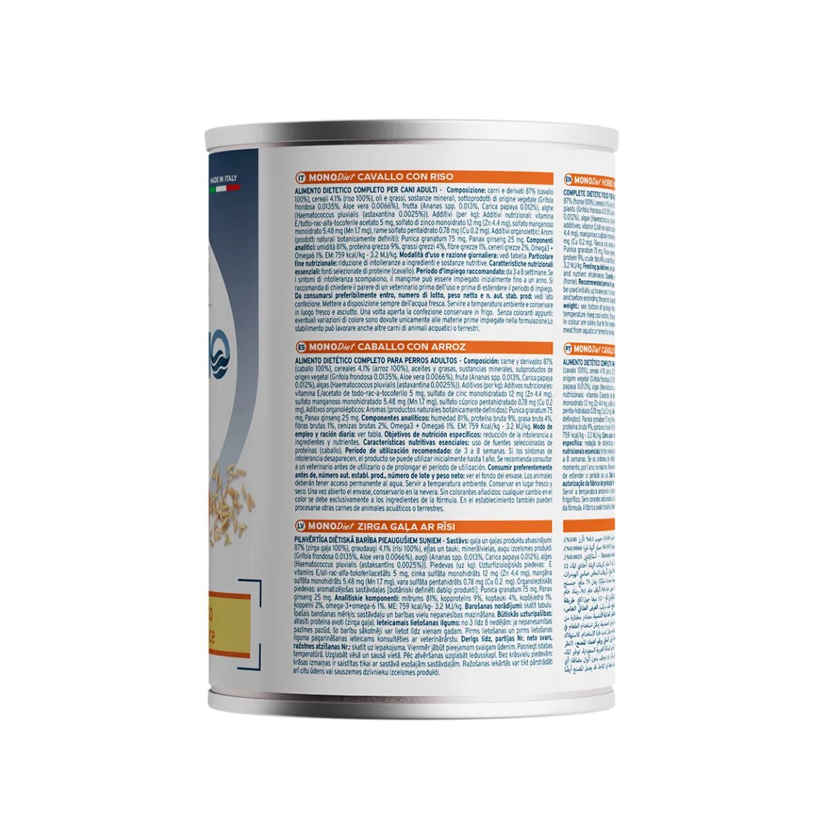 FORZA10 Monodiet XS-XL Cal și Orez dietă veterinară conservă hrană umedă monoproteică câini alergii (pate) 400g