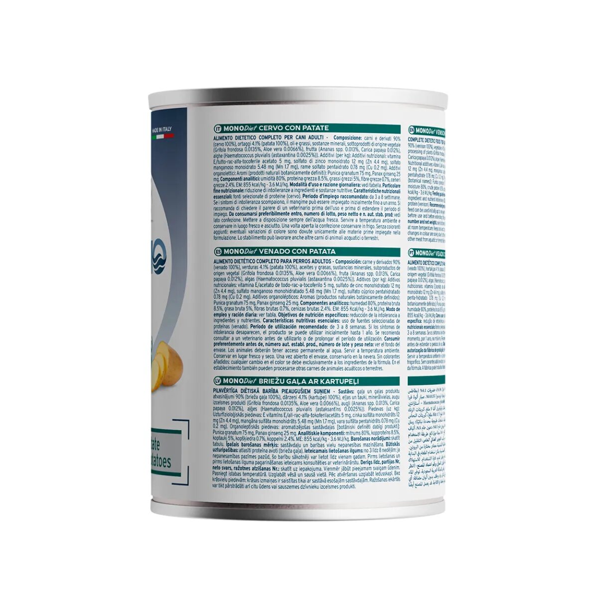 FORZA10 Monodiet XS-XL Căprioară și Cartofi dietă veterinară conservă hrană umedă monoproteică câini alergii (pate) 400g