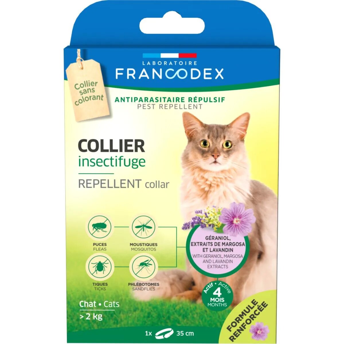 Francodex deparazitare externă naturală pisici (2 - 8kg) zgardă repelentă 35 cm gri 1buc