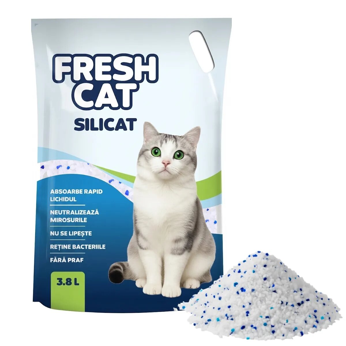 FRESH CAT așternut igienic pisici granule silicat neutralizare mirosuri 3.8l