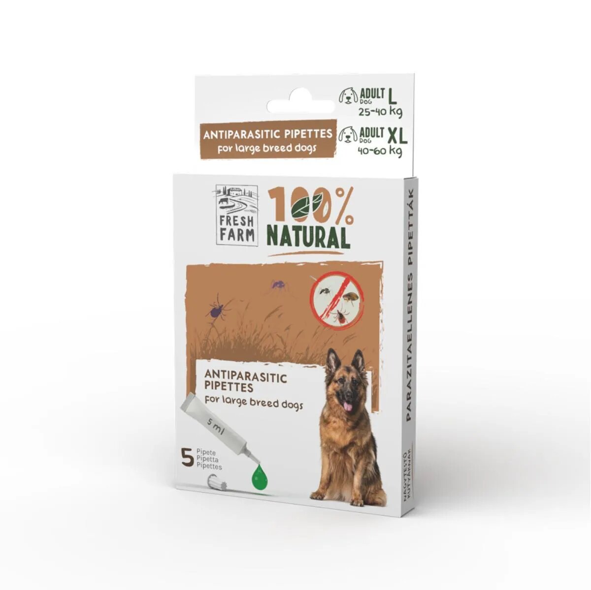 FRESH FARM deparazitare externă naturală câini pipetă repelentă deparazitare externă naturală câini L-XL pipetă repelentă 5ml x 5buc
