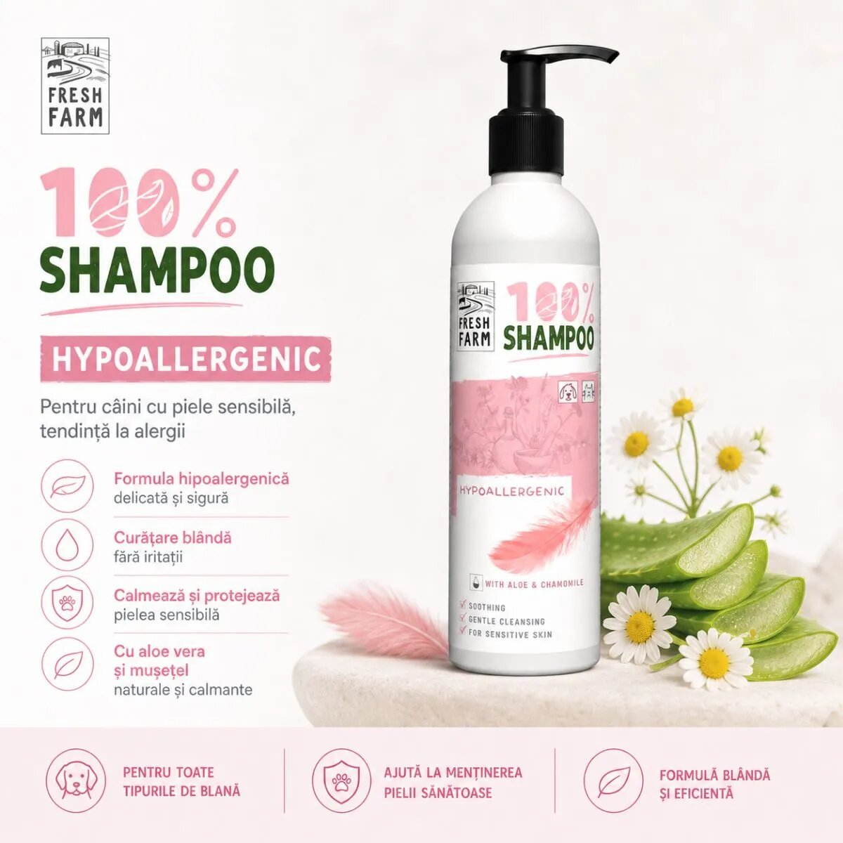 FRESH FARM Hypoalergenic XS-XL șampon câini hipoalergenic flacon 250ml