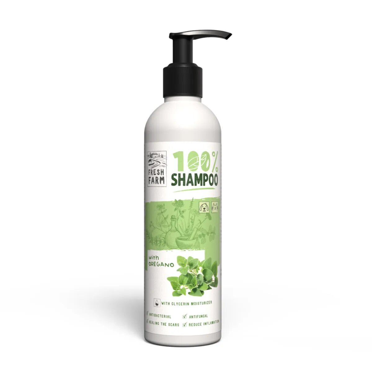 FRESH FARM Oregano XS-XL șampon câini antibacterian / antifungic flacon 250ml
