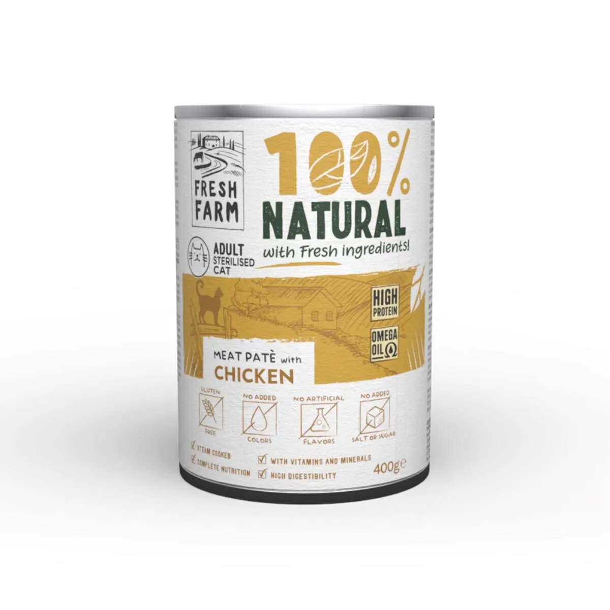 FRESH FARM Smooth Sterilised Pui conservă hrană umedă pisici sterilizate (pate) 400g