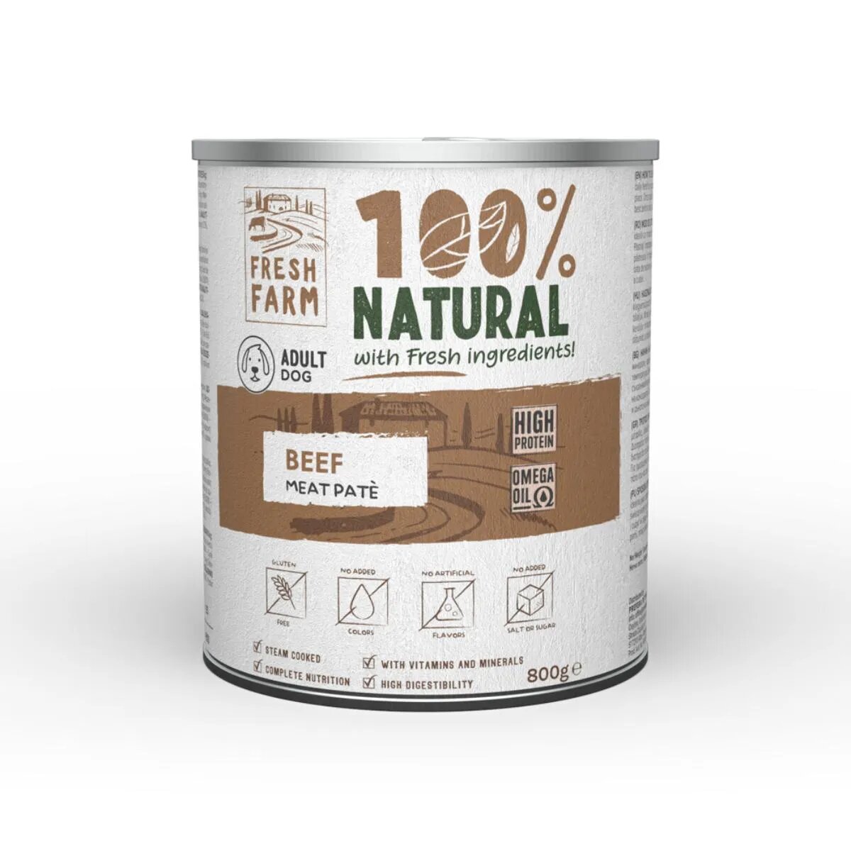 FRESH FARM Smooth XS-XL Vită conservă hrană umedă câini (pate) 800g