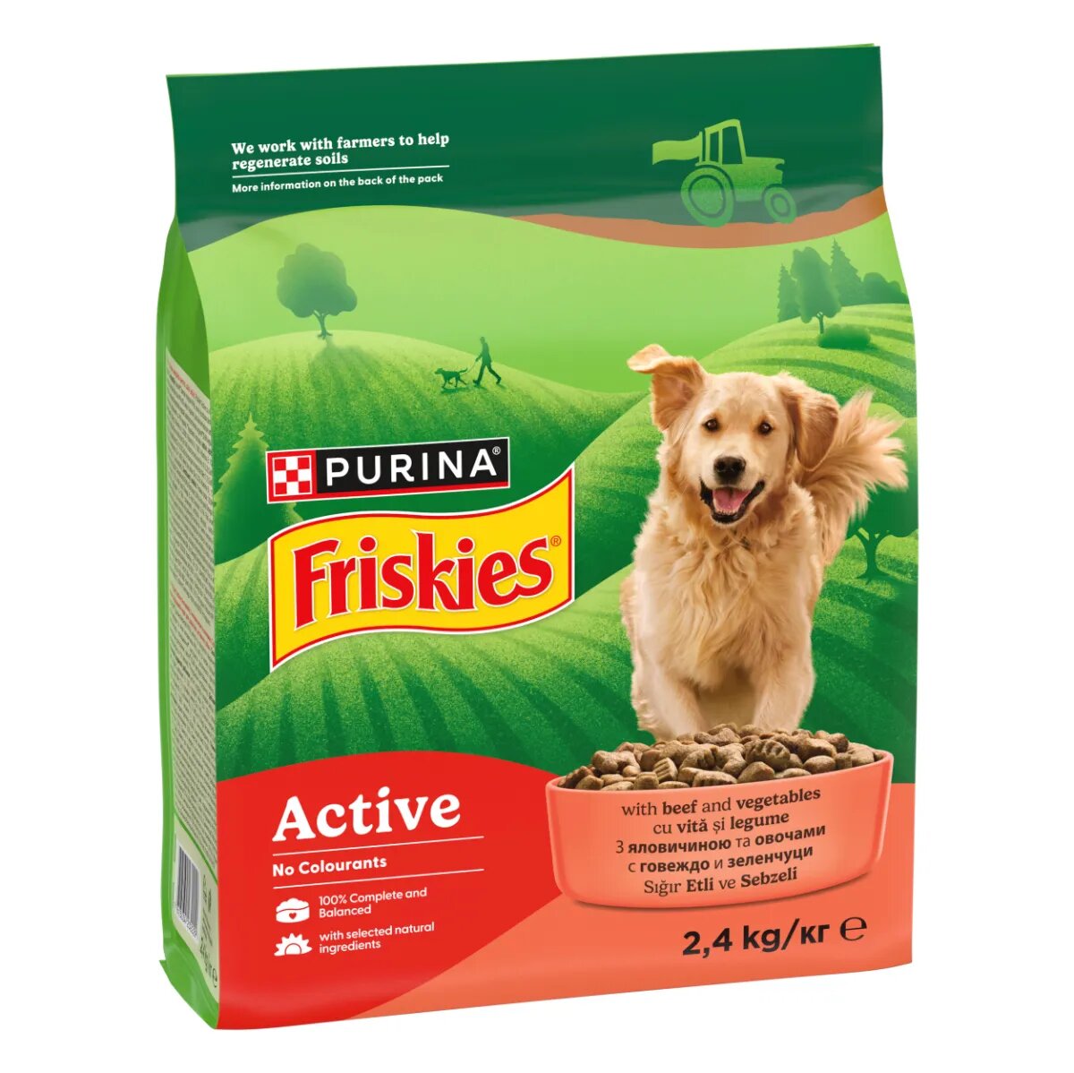 Friskies Active XS-XL Vită hrană uscată câini 2.4kg