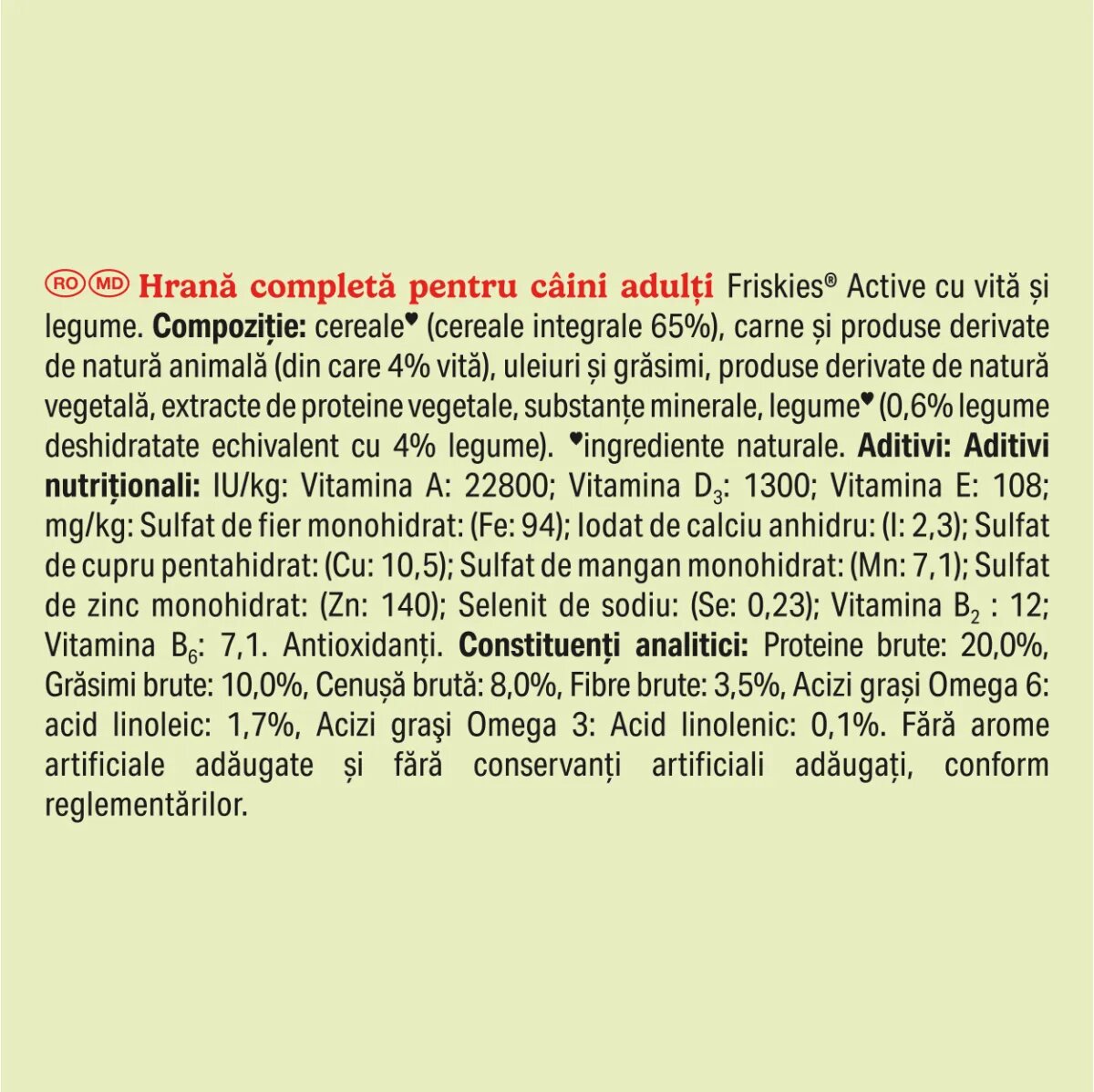Friskies Active XS-XL Vită hrană uscată câini 2.4kg