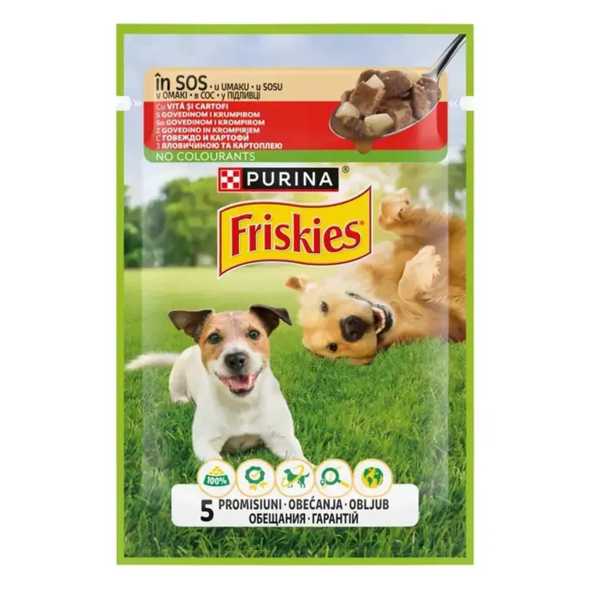 Friskies Adult XS-XL Vită și Cartofi plic hrană umedă câini (în sos) 85g