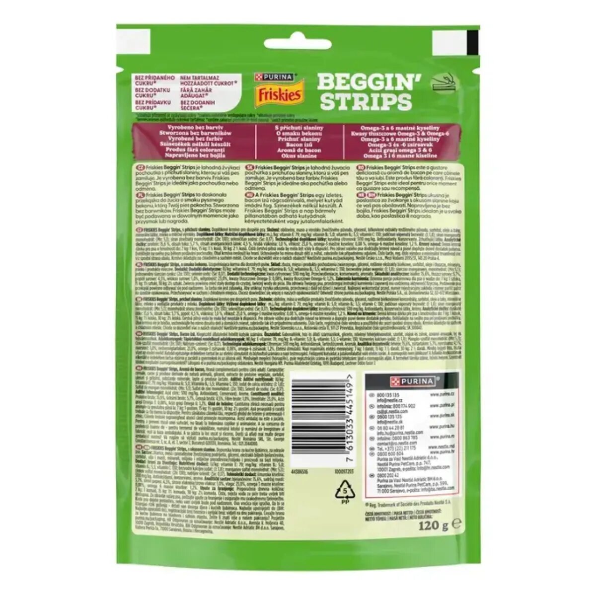 Friskies Beggin' Strips XS-XL Vită punguță recompense câini 120g