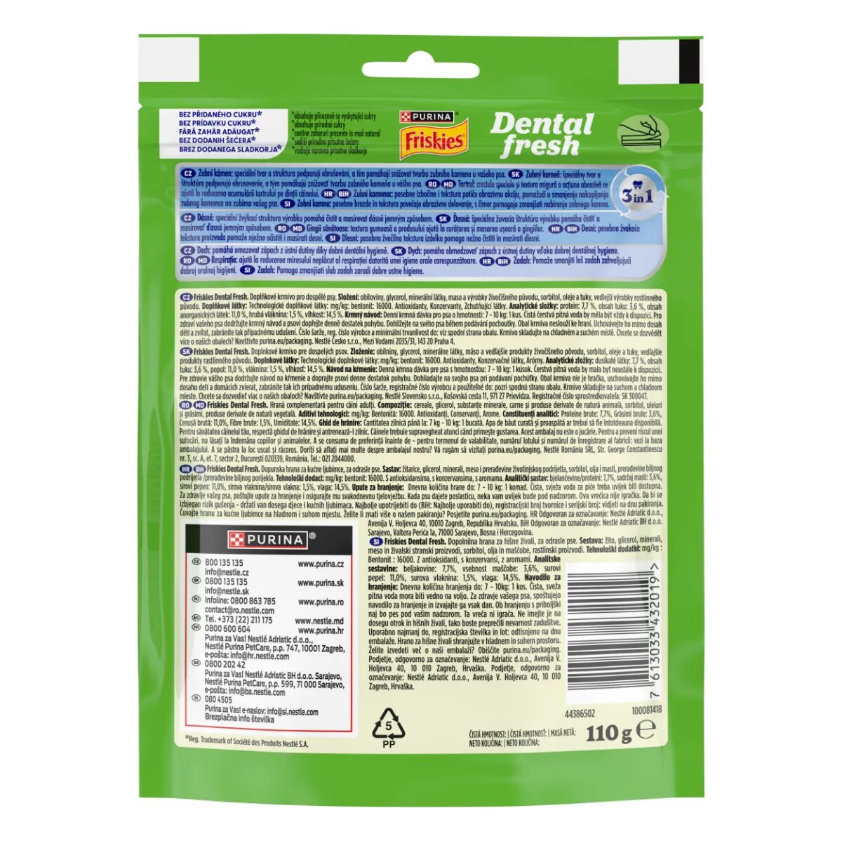 Friskies Dental Fresh XS-S Mentă punguță recompense câini 110g
