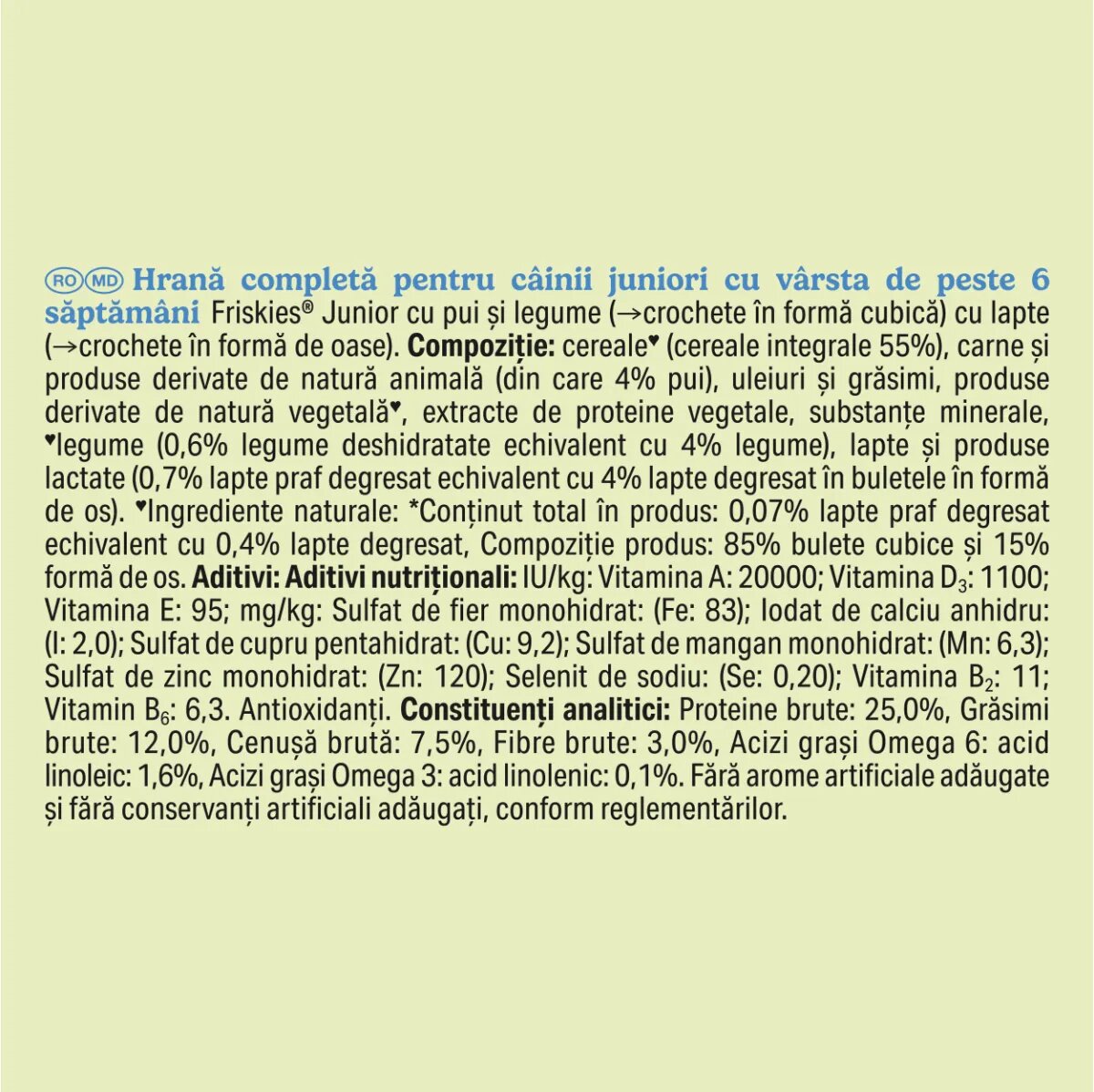 Friskies Junior XS-XL Pui și Legume hrană uscată câini junior 2.4kg