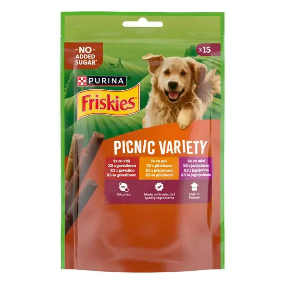Friskies Picnic Variety XS-XL Vită și Miel punguță recompense câini 126g