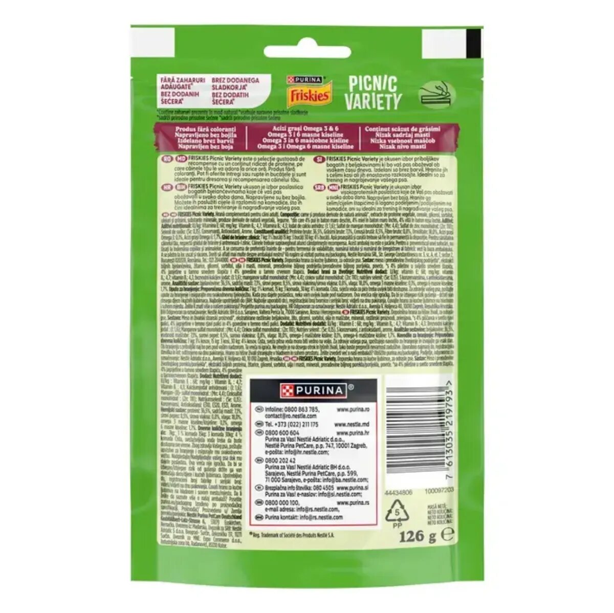 Friskies Picnic Variety XS-XL Vită și Miel punguță recompense câini 126g