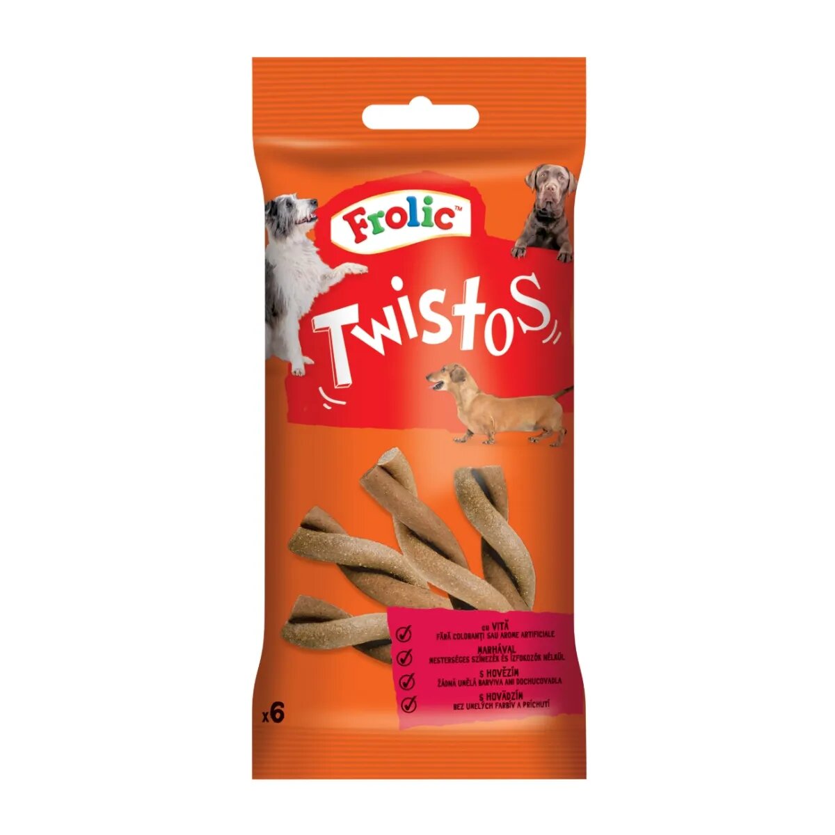 Frolic Twistos recompense câini sticks Vită 6 buc 105g