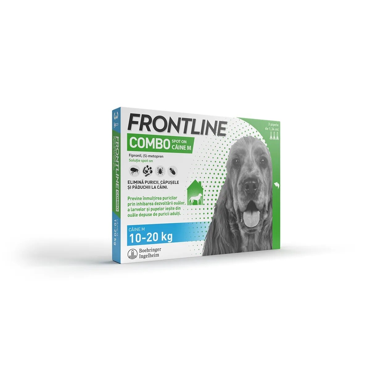 Frontline Combo soluție spot-on antiparazitara caini Combo spot-on soluție antiparazitară câini 10-20kg 3 pipete