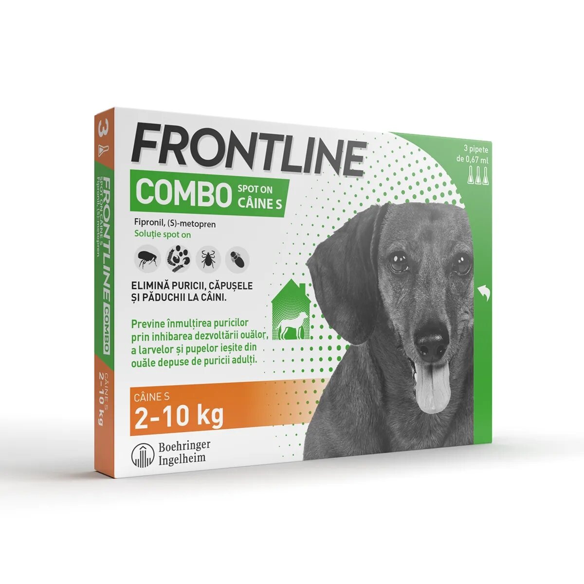 Frontline Combo soluție spot-on antiparazitara caini Combo spot-on soluție antiparazitară câini 2-10kg 3 pipete
