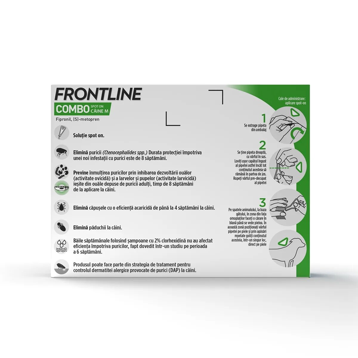 Frontline Combo soluție spot-on antiparazitara caini Combo spot-on soluție antiparazitară câini 2-10kg 3 pipete