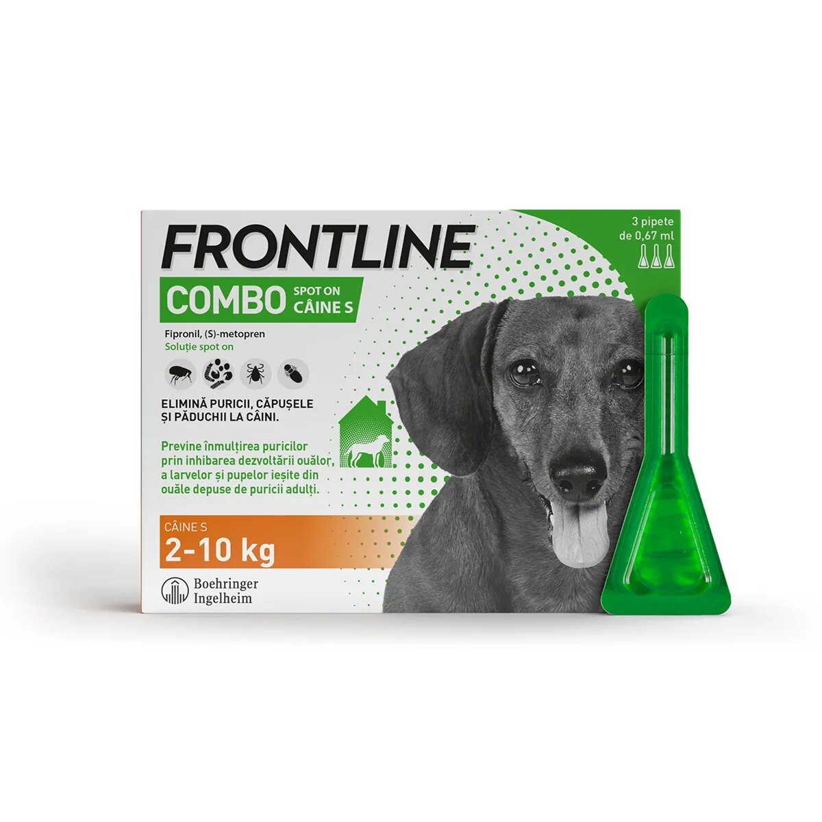 Frontline Combo soluție spot-on antiparazitara caini Combo spot-on soluție antiparazitară câini 2-10kg 3 pipete