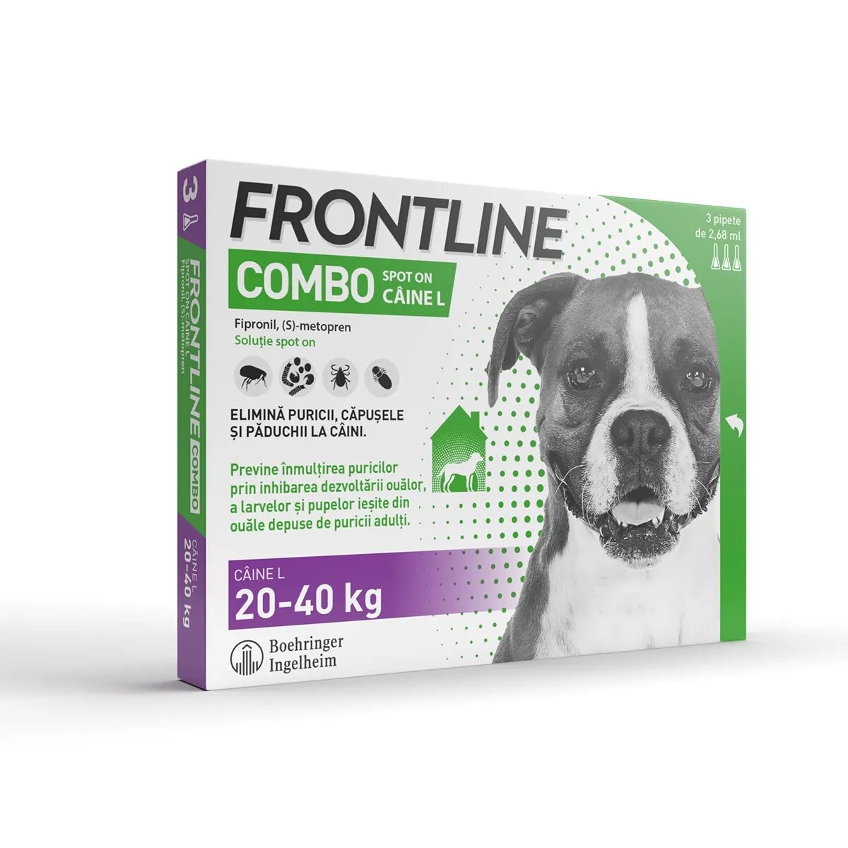 Frontline Combo soluție spot-on antiparazitara caini Combo spot-on soluție antiparazitară câini 20-40kg 3 pipete