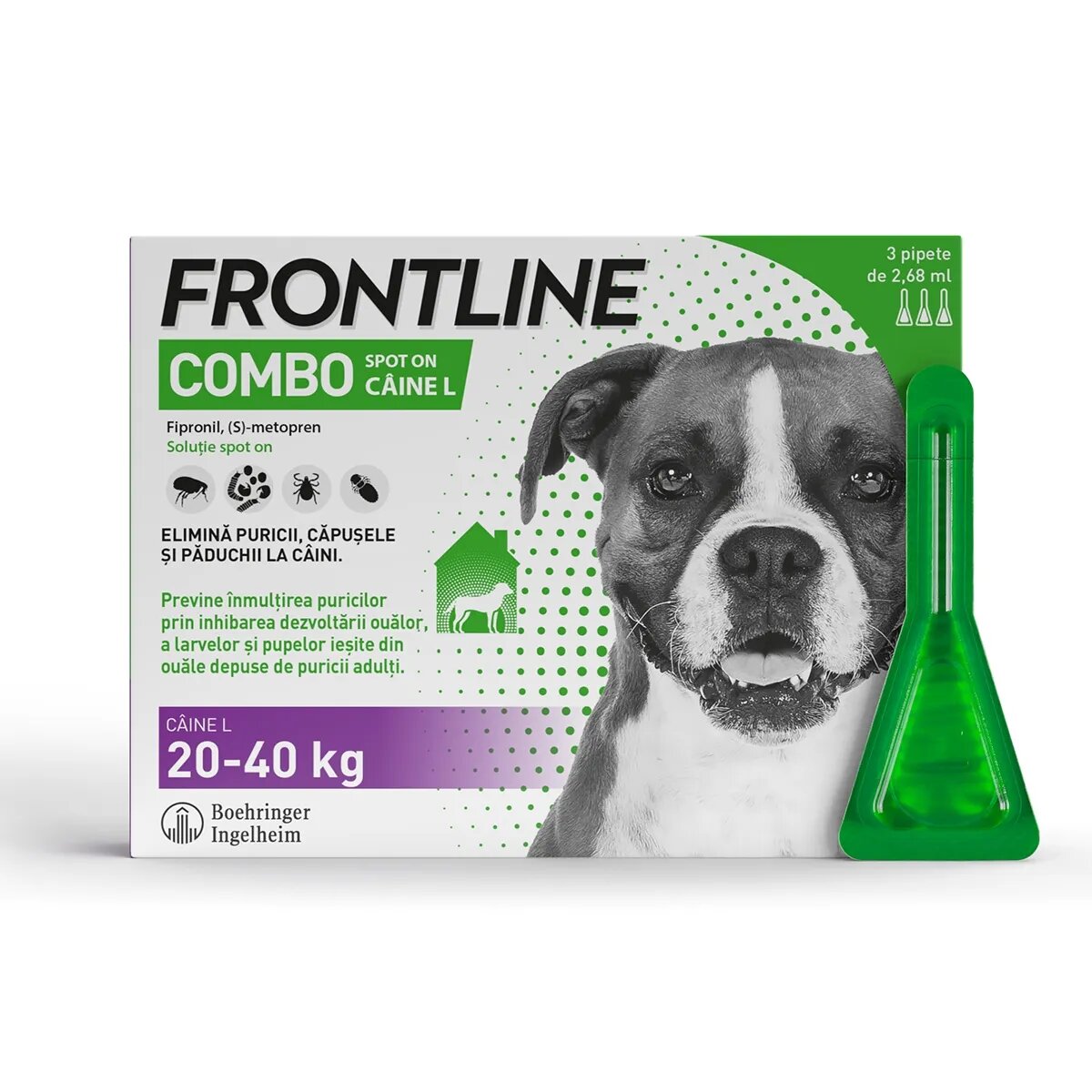 Frontline Combo soluție spot-on antiparazitara caini Combo spot-on soluție antiparazitară câini 20-40kg 3 pipete