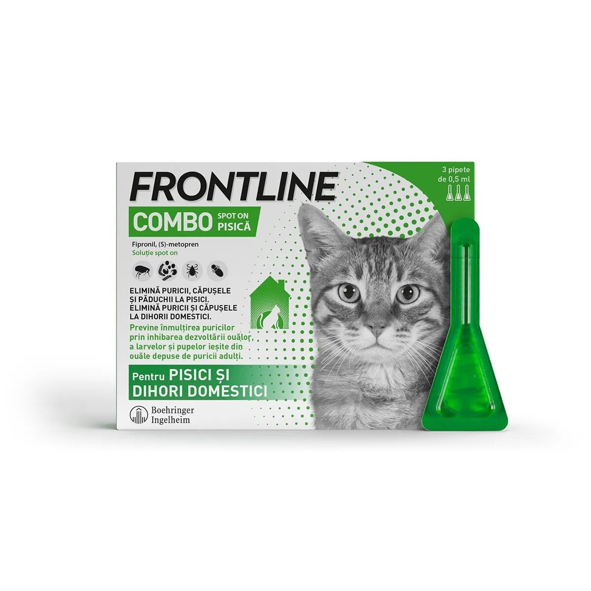 Frontline Combo spot-on soluție antiparazitară pisici 3 pipete