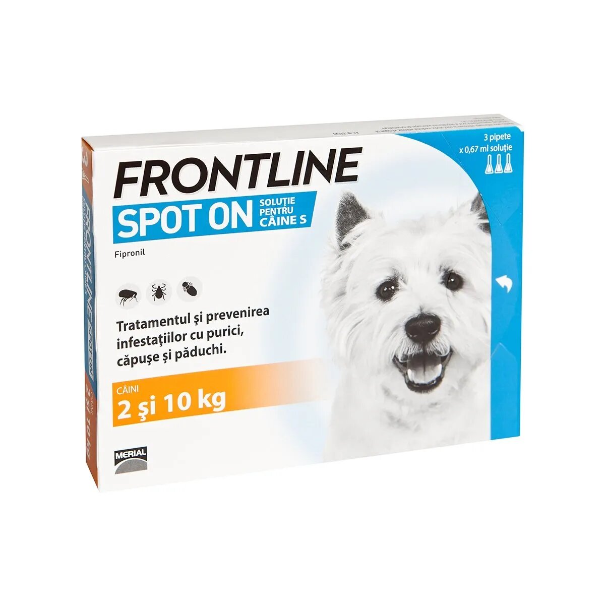 Frontline Spot-On soluție antiparazitară câini 2-10kg 3 pipete