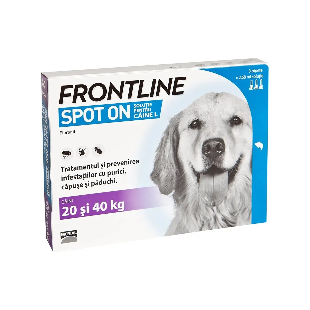 Frontline Spot-On soluție antiparazitară câini 20-40kg 3 pipete