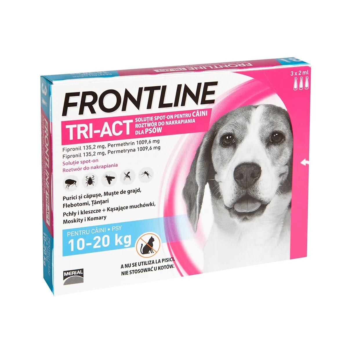 Frontline Tri-Act solutie spot-on antiparazitară câini Tri-Act spot-on soluție antiparazitară câini 10-20kg 3 pipete