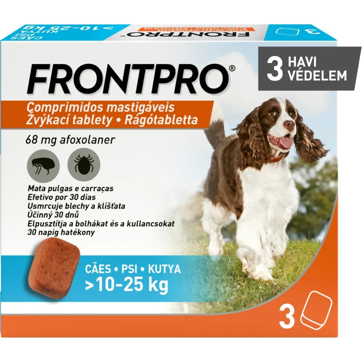 Frontpro deparazitare externă câini comprimate masticabile deparazitare externă câini L(10 - 25kg) comprimate masticabile 68mg x 3buc