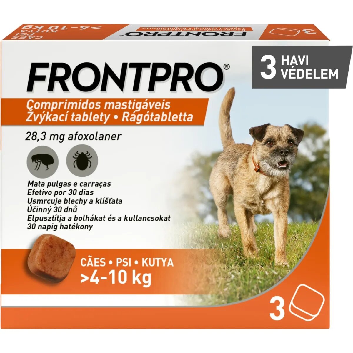 Frontpro deparazitare externă câini comprimate masticabile deparazitare externă câini M(4 - 10kg) comprimate masticabile 28mg x 3buc