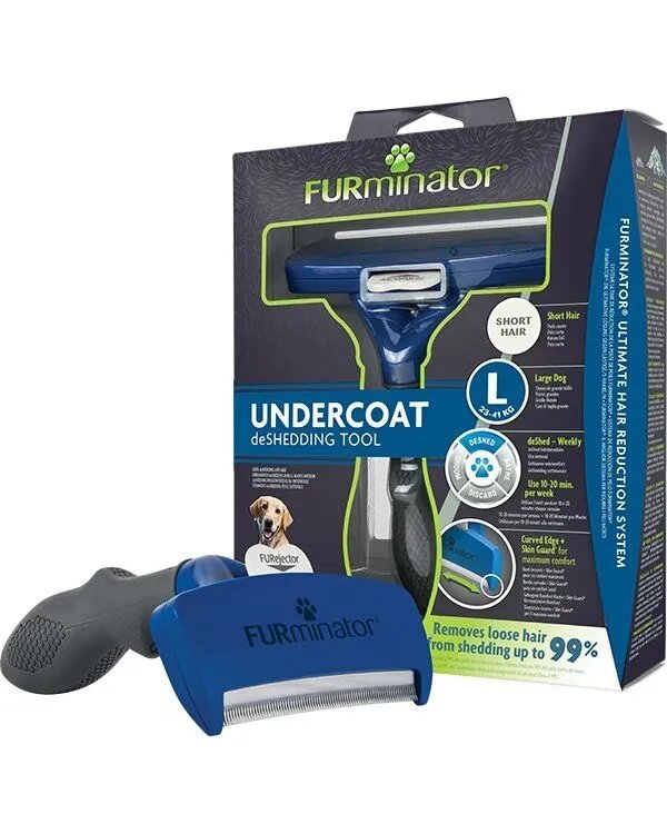 Furminator perie câini păr scurt anti-năpârlire metal L perie câini păr scurt anti-năpârlire metal