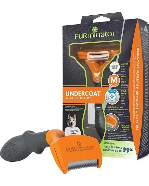 Furminator perie câini păr scurt anti-năpârlire metal M perie câini păr scurt anti-năpârlire metal