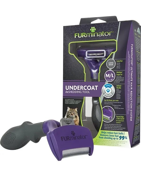 Furminator perie pisici păr lung anti-năpârlire metal M-L perie pisici păr lung anti-năpârlire metal