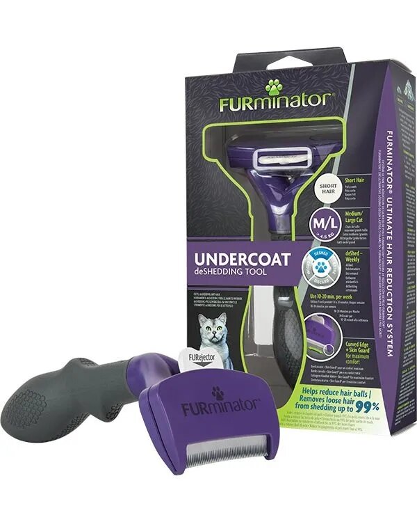 Furminator perie pisici păr scurt anti-năpârlire metal M-L perie pisici păr scurt anti-năpârlire metal