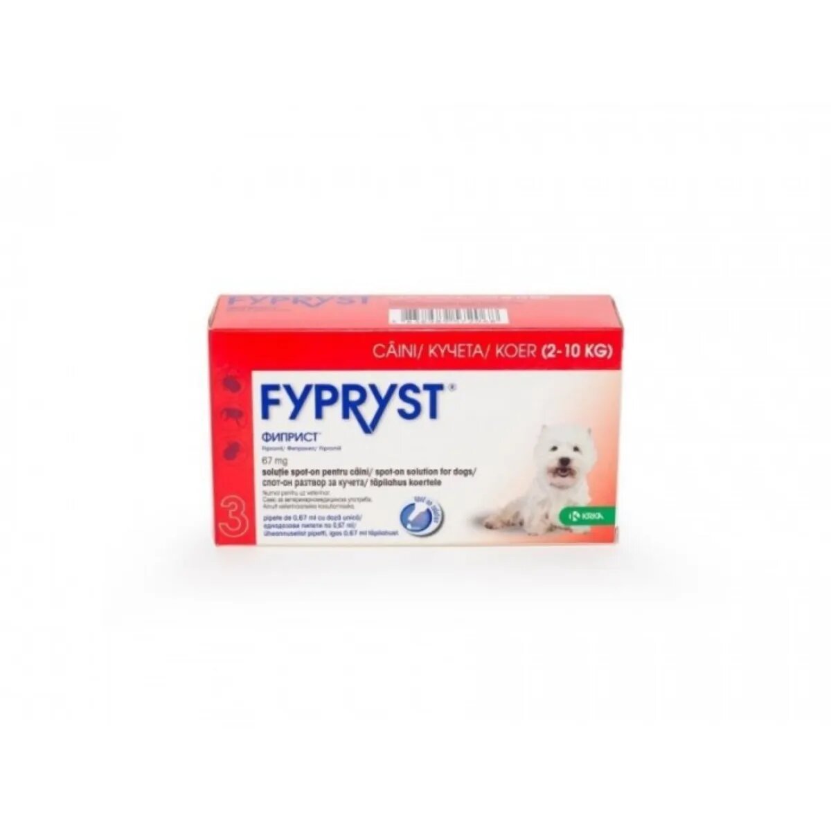 Fypryst deparazitare externă câini pipetă repelentă S(2 - 10kg) 3buc