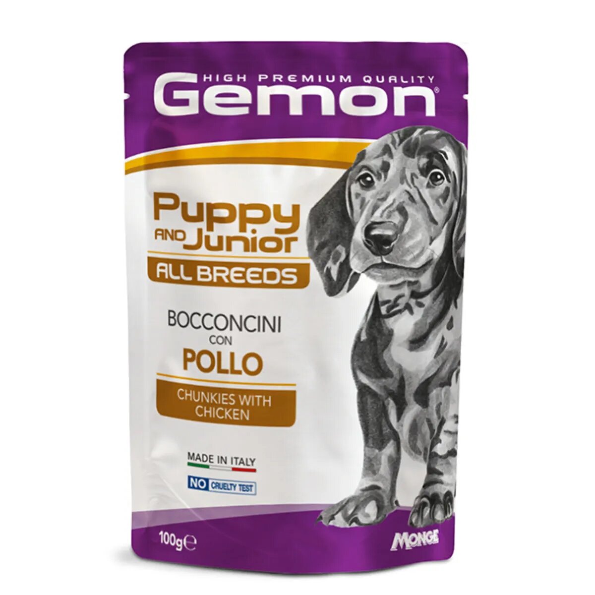 Gemon All Breeds Puppy and Junior XS-XL Pui plic hrană umedă fără cereale câini junior (în aspic) bax 100g x 24buc