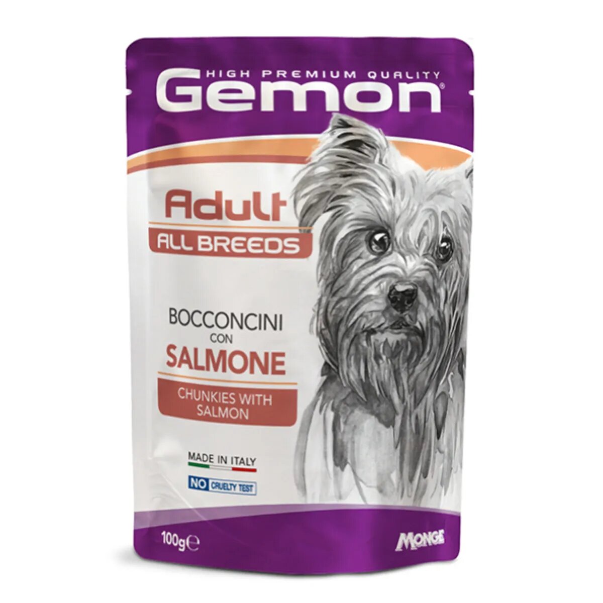 Gemon All Breeds XS-XL Somon plic hrană umedă fără cereale câini (în aspic) bax 100g x 24buc