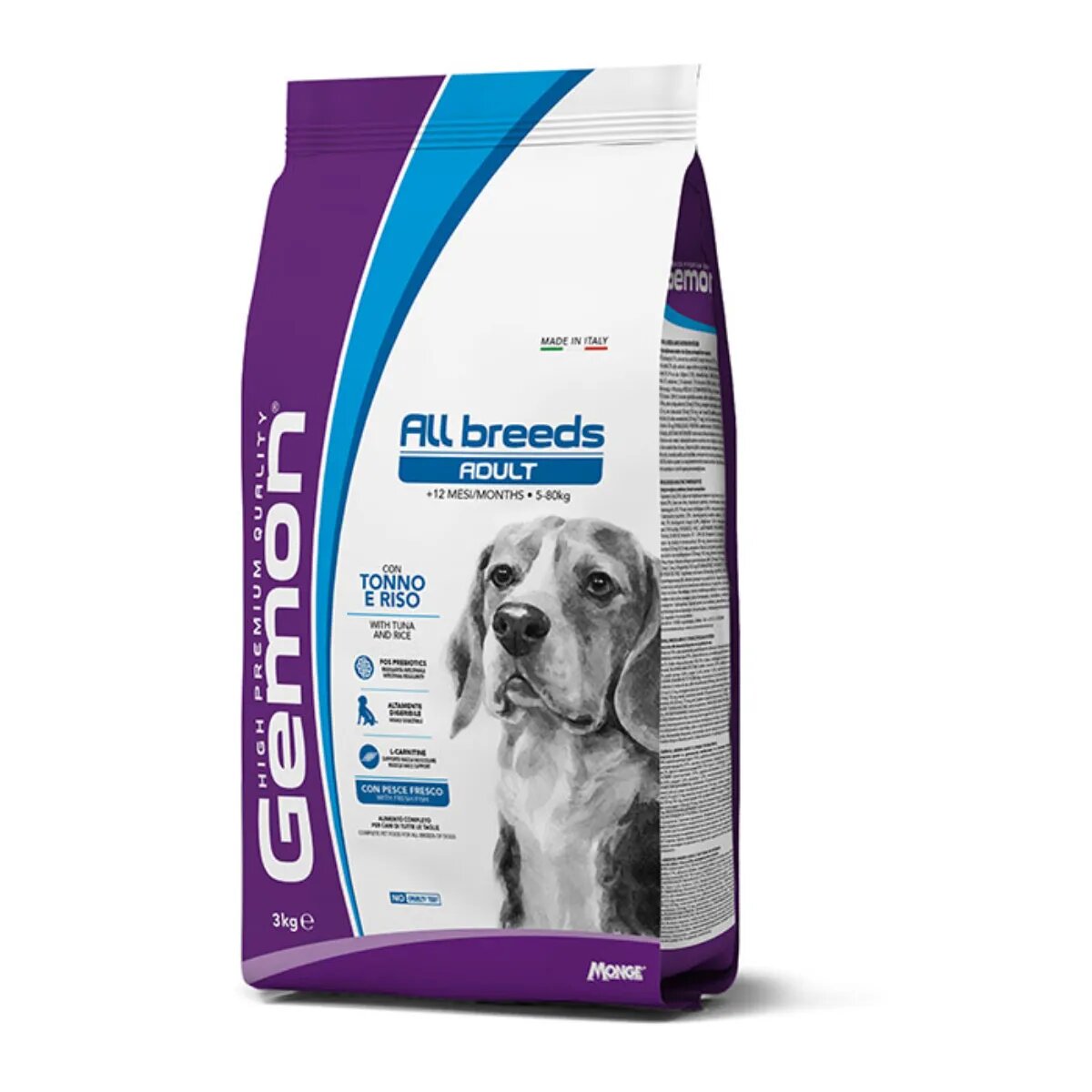 Gemon All Breeds XS-XL Ton și Orez hrană uscată câini 3kg