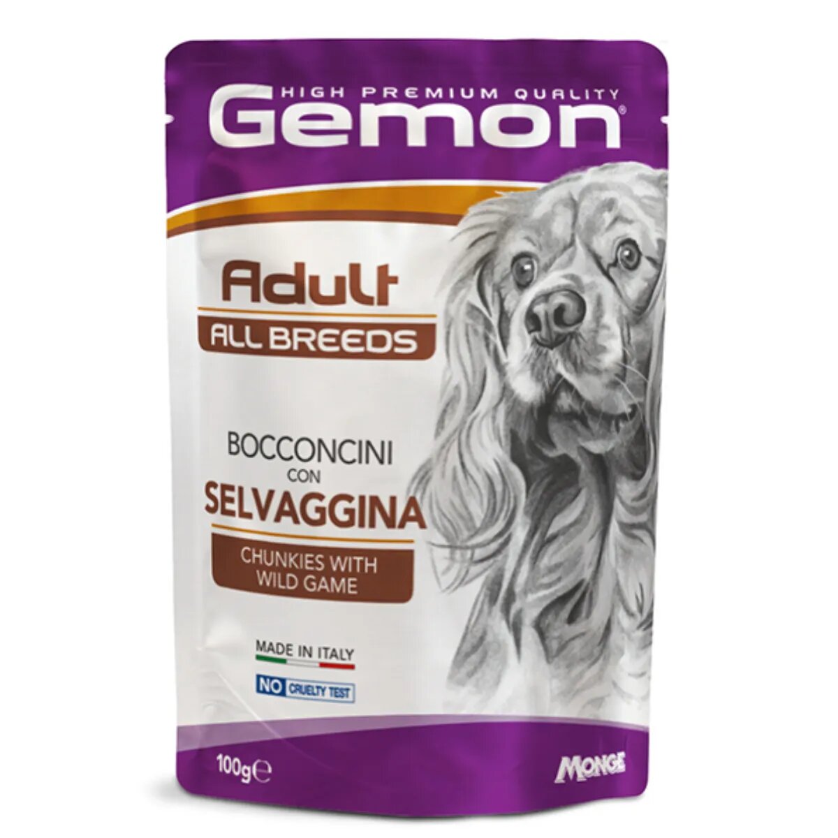 Gemon All Breeds XS-XL Vânat plic hrană umedă fără cereale câini (în aspic) 100g