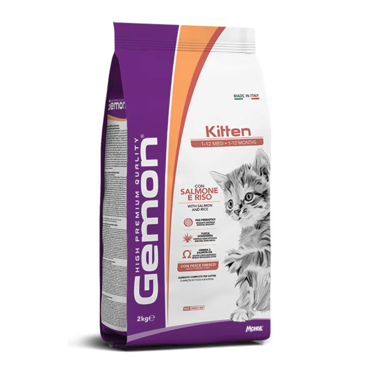 Gemon Kitten Somon și Orez hrană uscată pisici junior 2kg