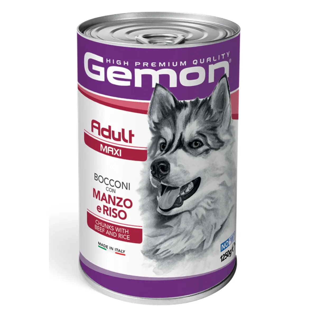 Gemon Maxi Adult L-XL Vită și Orez conservă hrană umedă câini (în aspic) 1250g