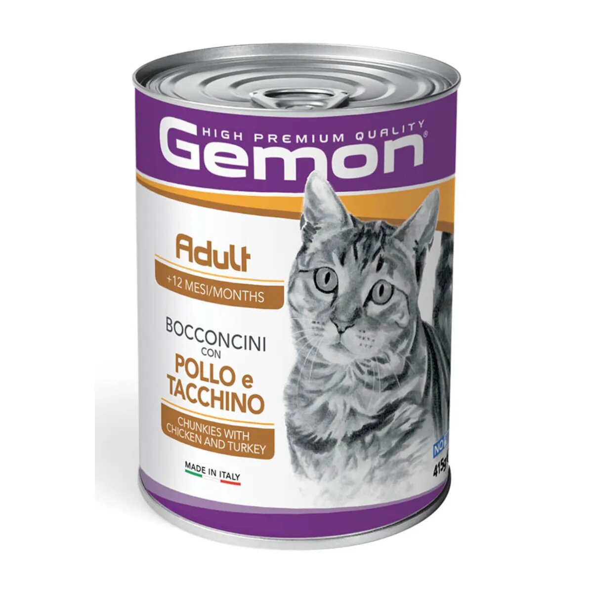 Gemon Pui și Curcan conservă hrană umedă pisici (în aspic) 415g