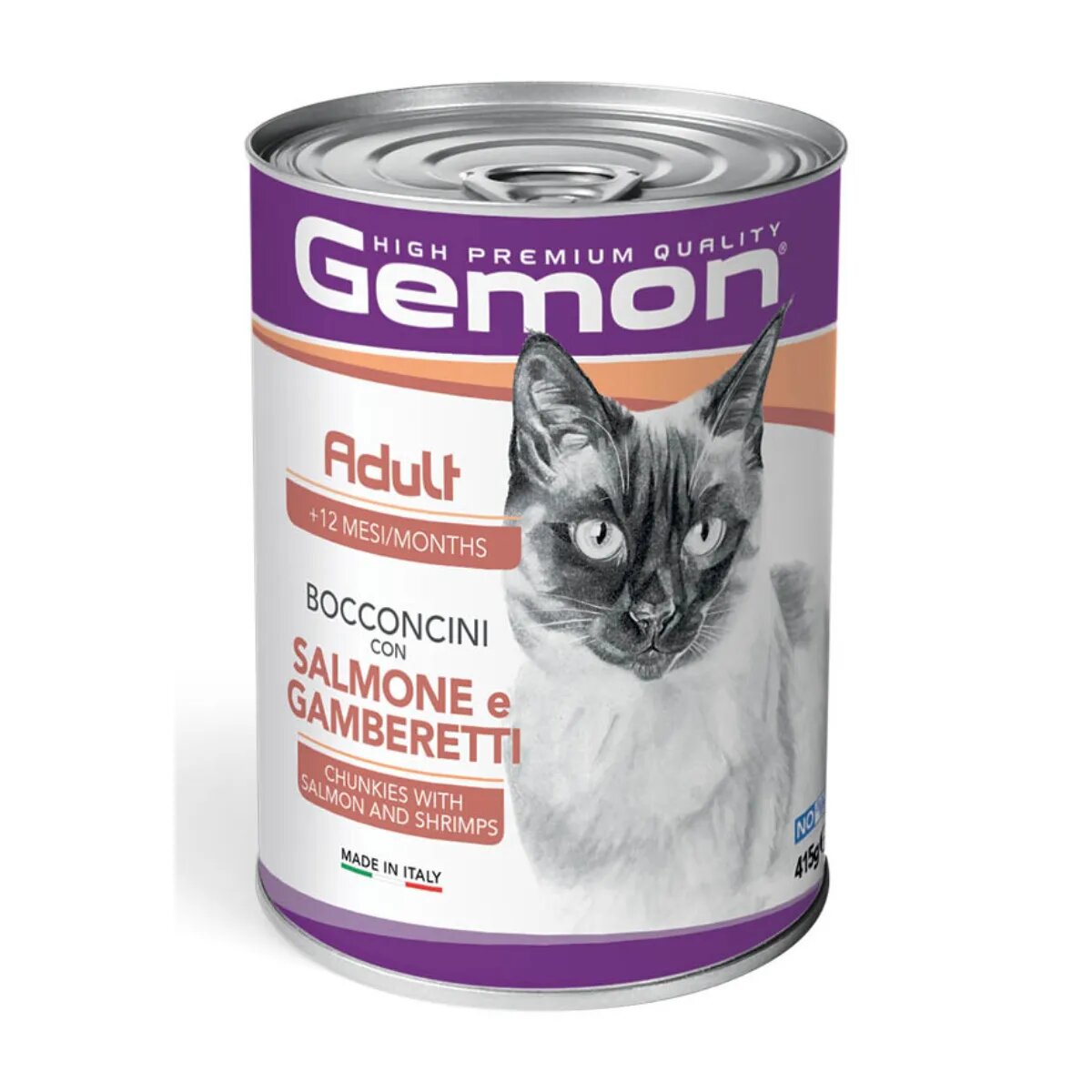 Gemon Somon și Creveți conservă hrană umedă pisici (în aspic) 415g